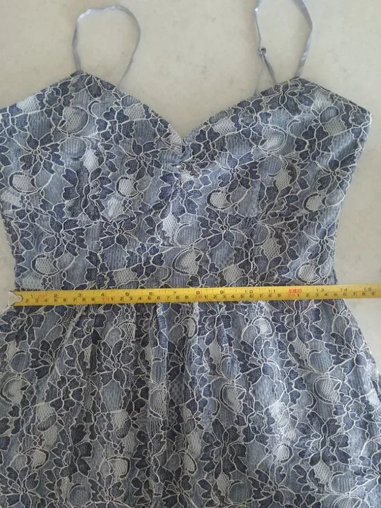 Jack BB Dakota blue lace spaghetti strap midi dress size 6 - Picture 15 of 16
